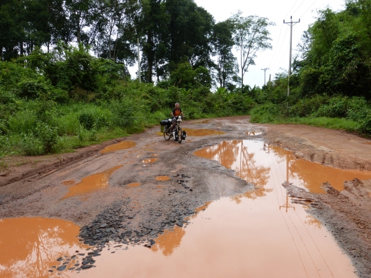 Das Grenzgebiet zwischen Vietnam und Kambodscha ist Niemandsland, für das asphaltieren hat sich wohl keiner zuständig gefühlt, den gibt es erst wieder nach der Grenze