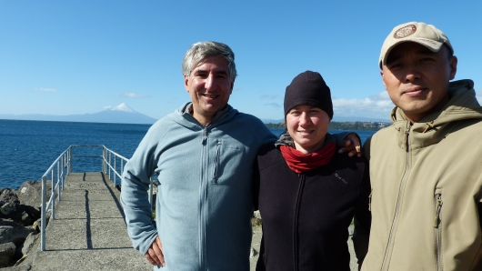 mit Fue am See Llanquihue mit Blick auf den Vulkan Osorno